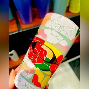 Starbucks Alison Bremmer Ceramic Tumbler Artist Foil Floral Hot Cup 12oz New